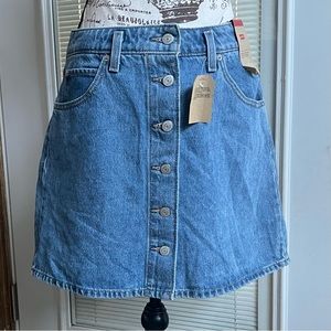Levi’s High Waist Top Notch A-Line Button Down Front Denim Mini Jean Skirt